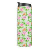 Bloem Roze Rozen Patroon Thermosbeker (Geroteerd rechts)