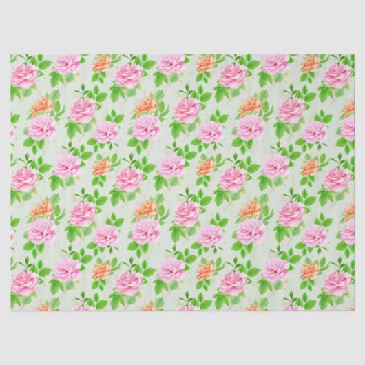 Bloem Roze Rozen Patroon Tissuepapier (Voorkant)