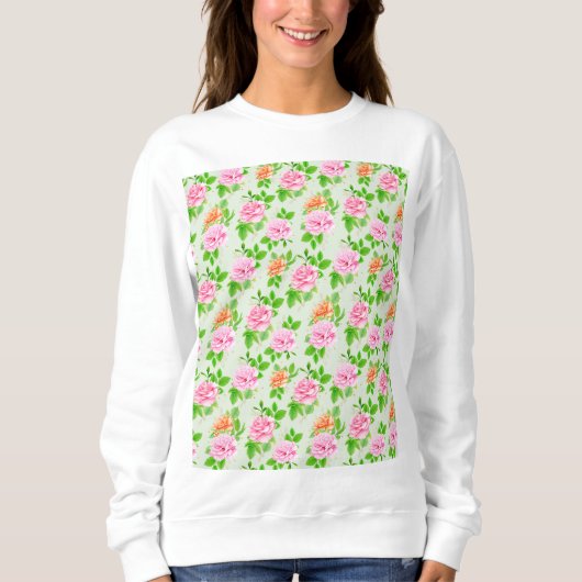 Bloem Roze Rozen Patroon Trui (Voorkant)