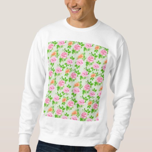 Bloem Roze Rozen Patroon Trui (Voorkant)