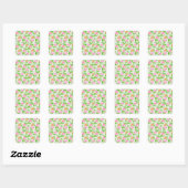 Bloem Roze Rozen Patroon Vierkante Sticker (Vel)