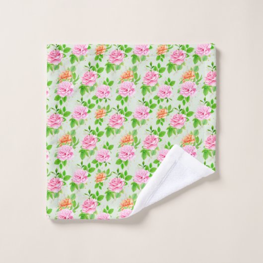 Bloem Roze Rozen Patroon Washandje (Wasdoekje)