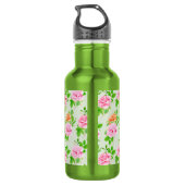 Bloem Roze Rozen Patroon Waterfles (Achterkant)