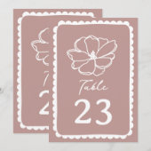 Bloem roze streep bruiloft kaart (Voorkant / Achterkant)