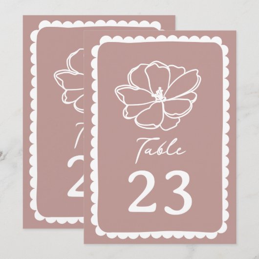 Bloem roze streep bruiloft kaart (Voorkant / Achterkant)