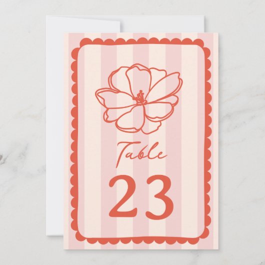 Bloem roze streep bruiloft kaart (Achterkant)