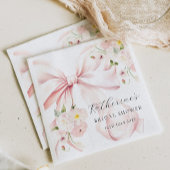 Bloem Roze Strik Bruiloft Feest Papieren Servet