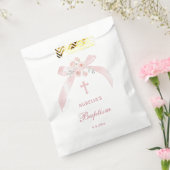 Bloem Roze Strik Doop Bedankzakje (Gezegeld)