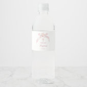 Bloem Roze Strik Doop Waterfles Etiket (Voorkant)
