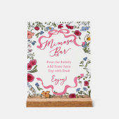 Bloem Roze Strik Zij Krijgt een Knoop Mimosa Bar  Acryl Bord (Voorkant)