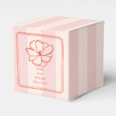 Bloem roze tropische streep bruiloft bedankdoosjes (Voorkant Zijde)