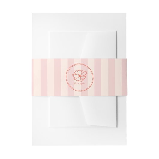 Bloem roze tropische streep bruiloft uitnodigingen wikkel (Voorkant Voorbeeld)