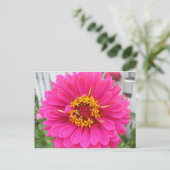 bloem, roze zink briefkaart (Staand voorkant)