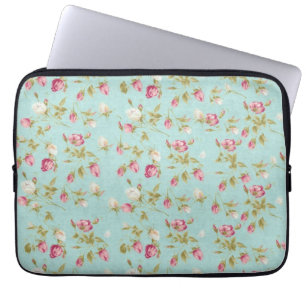  bloem rozen blauw shabby roos bloemen laptop sleeve