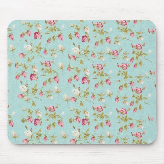 bloem rozen blauw shabby roos bloemen muismat (Voorkant)