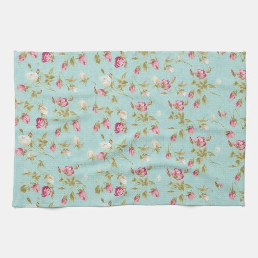  bloem rozen blauw shabby roos bloemen theedoek (Horizontaal)