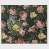 bloem-Rozen en Iris Pattern-Dark Dreams Cadeaupapier (Vlak)