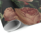 bloem-Rozen en Iris Pattern-Dark Dreams Cadeaupapier (Rol Hoek)