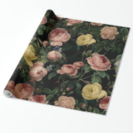 bloem-Rozen en Iris Pattern-Dark Dreams Cadeaupapier