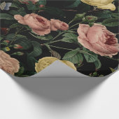 bloem-Rozen en Iris Pattern-Dark Dreams Cadeaupapier (Hoek)