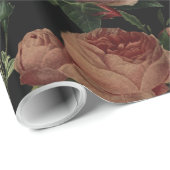 bloem-Rozen en Iris Pattern-Dark Dreams Cadeaupapier (Rol Hoek)