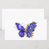 Bloem Saffier Vlinder Bedankkaart (Voorkant / Achterkant)