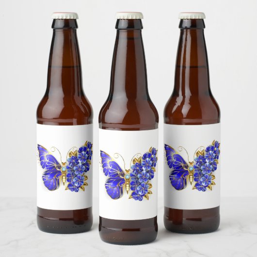 Bloem Saffier Vlinder Bier Etiket (Flessen)