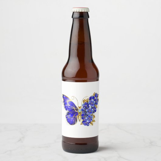 Bloem Saffier Vlinder Bier Etiket (Voorkant)