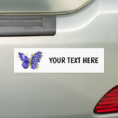 Bloem Saffier Vlinder Bumpersticker (Op auto)