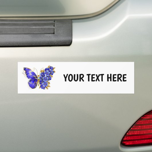 Bloem Saffier Vlinder Bumpersticker (Op auto)