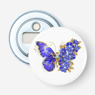 Bloem Saffier Vlinder Button Flesopener