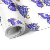 Bloem Saffier Vlinder Cadeaupapier (Rol Hoek)
