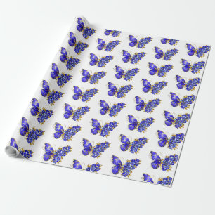 Bloem Saffier Vlinder Cadeaupapier
