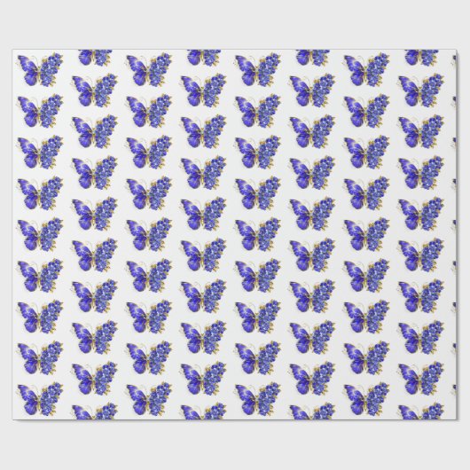 Bloem Saffier Vlinder Cadeaupapier (Vlak)