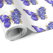 Bloem Saffier Vlinder Cadeaupapier (Rol Hoek)