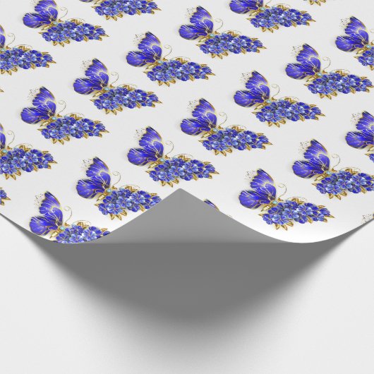 Bloem Saffier Vlinder Cadeaupapier (Hoek)