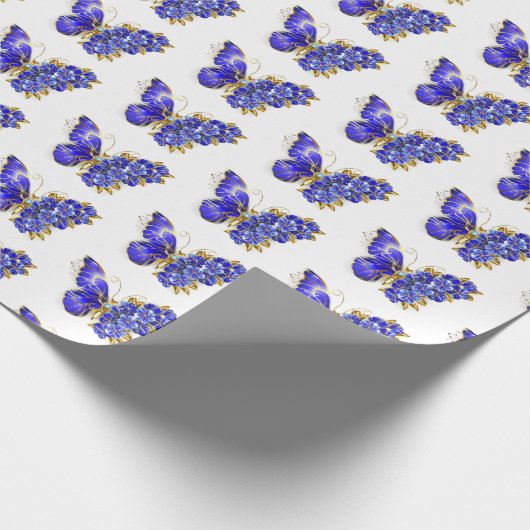 Bloem Saffier Vlinder Cadeaupapier (Hoek)