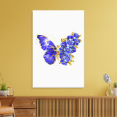 Bloem Saffier Vlinder Canvas Afdruk (Insitu (Woonkamer))