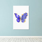 Bloem Saffier Vlinder Canvas Afdruk (Insitu (Houten vloer))