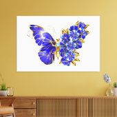 Bloem Saffier Vlinder Canvas Afdruk (Insitu (Woonkamer))
