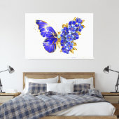 Bloem Saffier Vlinder Canvas Afdruk (Insitu (Slaapkamer))