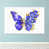 Bloem Saffier Vlinder Canvas Afdruk (Insitu (Houten vloer))