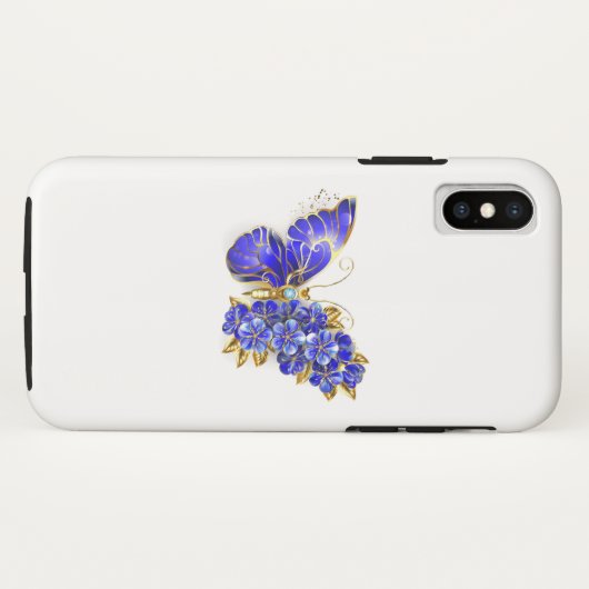 Bloem Saffier Vlinder Case-Mate iPhone Case (Achterkant (horizontaal))