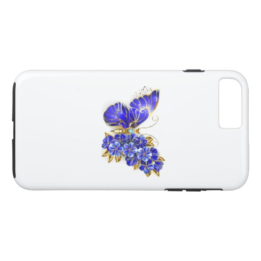 Bloem Saffier Vlinder Case-Mate iPhone Case (Achterkant (Horizontaal))
