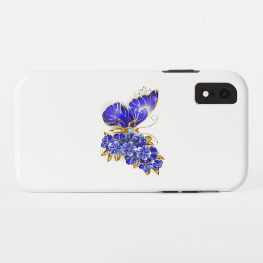 Bloem Saffier Vlinder Case-Mate iPhone Case (Achterkant (horizontaal))