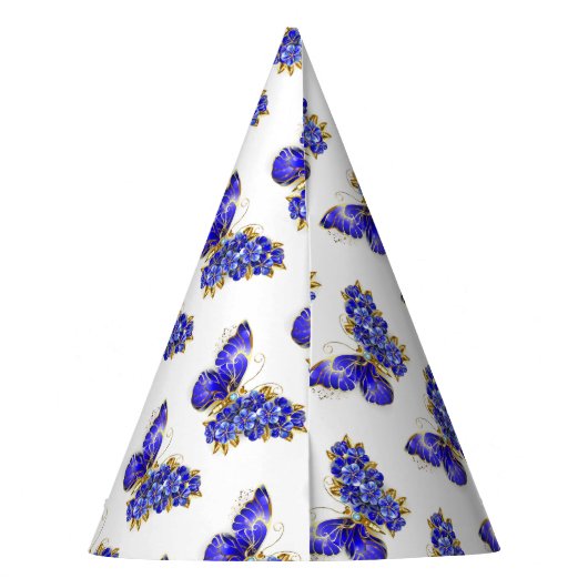 Bloem Saffier Vlinder Feesthoedjes (Achterkant)