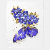 Bloem Saffier Vlinder Fleece Deken (Voorkant)