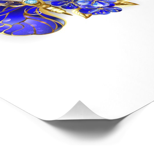 Bloem Saffier Vlinder Foto Afdruk (Hoek)