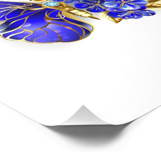 Bloem Saffier Vlinder Foto Afdruk (Hoek)