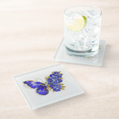 Bloem Saffier Vlinder Glazen Onderzetter (Schuin)